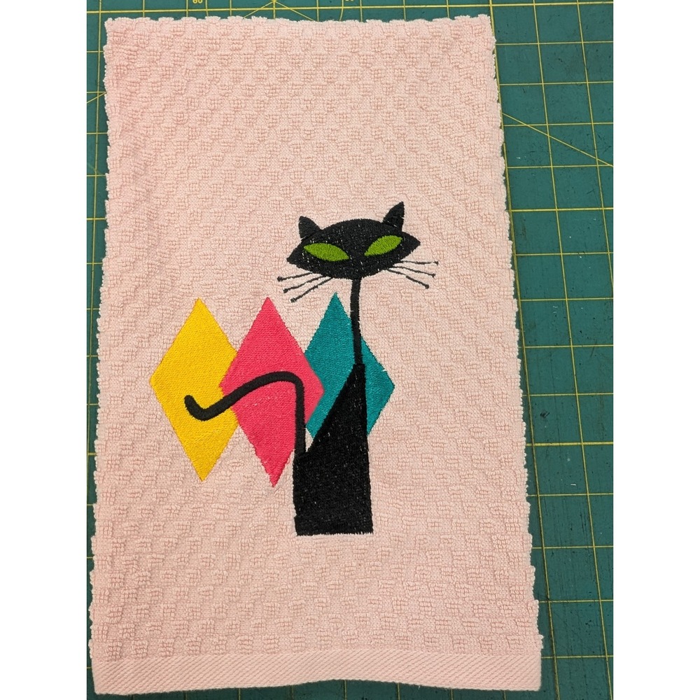 Retro Mid Century Modern Atomic Cat Kitchen Towel Set of 1  Great Gift Idea!